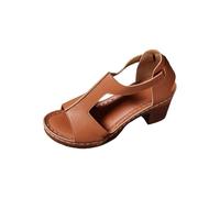 Generico Sandali Donna Tacco Scarpe Estive Comode Largo Sandali con Tacco,Comodi E Morbidi,da Donna,con Suola Morbida,Per Piedi Non Stanchi,Stile,Spessi Mare Sportivi (Brown,39)