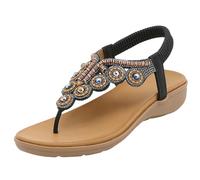 Generico Sandali Donna Zeppa Zeppe Estive Bianchi Comoda Sandali da Donna Nuovi Estivi Comodi Alla Retrò Stile Etnico Leggero da Spiaggia per Le Vacanze con Tacco Comfort (Black,36)