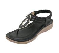 Generico Sandali Donna Zeppa Zeppe Estive Bianchi Comodi Sandali da Donna Nuovi Estivi Comodi Alla Retrò Stile Etnico Leggero da Spiaggia Per Le Vacanze con Tacco Elastico (Black,40)