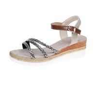 Generico Sandali Donna Zeppa Zeppe Estive Bianchi Eleganti Sandali da Donna Estivi,Nuovi,con Fondo Spesso E Tacco A Zeppa,Fibbia A Una Linea,Casual Romani Eleganti (Black,39)