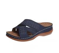 Generico Sandali Donna Zeppa Zeppe Estive Bianchi Eleganti Thick Bottom Slope And Fashion Outside Wearing Open Toed Square Head Cold Drags Women'S Shoes Korean Denim Sandali Donna Chiusi (Blue,41)
