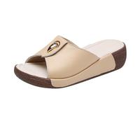 Generico Sandali Donna Zeppa Zeppe Estive Eleganti Comoda Sandali Spessi da Donna Per L'Estate con Suola Morbida In Tendine Di Mucca Per Un Tocco Di Eleganza In Più E da (Light Yellow,37)