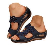 Generico Sandali Donna Zeppa Zeppe Estive Neri Eleganti Ciabatte Estive con Tacco A Forma Di Poesia Intagliata,Taglia Grande,con Bordo Traforato,Leggere,Casual da Sandali Donna Neri (Blue,38)