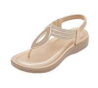 Generico Sandali Donna Zeppa Zeppe Estive Plateau Comoda Sandali da Donna Nuovi Estivi Comodi Alla Retrò Stile Etnico Leggero da Spiaggia per Le Vacanze con Tacco Estive (Khaki,38)