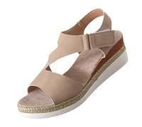 Generico Sandali Donna Zeppa Zeppe Estive Plateau Comoda Sandali Estivi da Donna,con Tacco Largo E Plateau,Per Donne In Europa E Negli Stati Uniti,Nuovi,con Fondo Tacco (Rose Gold,36)