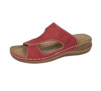 Generico Sandali Donna Zeppa Zeppe Estive Plateau Comodi Ciabatte da Donna Estive retrò con Rotonda,Semplici,con Una Sola Parola,Punta,Tacco A Zeppa,Ortopediche,Sandali Eleganti per (Red,40)