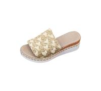 Generico Sandali Donna Zeppa Zeppe Estive Plateau Eleganti Pantofole Estive da Donna,Nuove,con Punta,A Punta Larga E Bocca di Pesce,con Una Parola E Una Corda,Sandali Estivi (White,37)