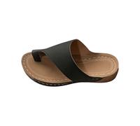 Generico Sandali Eleganti Donna Plateau Sandali Platform Women's Summer New Solid Color Leisure Comfortable Roman Slope with Thick Bottom Slippers Comodi Donna Estivi in Cuoio (Black,39)