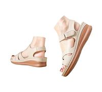 Generico Sandali estivi aperti in punta con cinturino regolabile e chiusura a strappo, ideali per il comfort nelle giornate calde e per uno stile quotidiano. (Beige, 36)