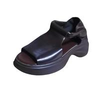 Generico Sandali Estivi da Donna Eleganti Sandali estivi da donna con suola spessa, infradito romane con punta scoperta e cavi, scarpe e spiaggia alla moda comodi (Brown, 37)