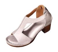 Generico Sandali estivi da donna, nuovi in Europa e negli Stati Uniti, per il commercio estero, grandi cantieri, con cuciture auto, traspiranti, con pendio cavo e sandali da donna (Beige, 40)