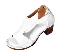 Generico Sandali estivi da donna, nuovi in Europa e negli Stati Uniti, per il commercio estero, grandi cantieri, con cuciture auto, traspiranti, con pendio cavo e sandali da donna (White, 38)