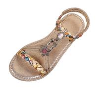 Generico Sandali estivi da donna per il tempo libero casual e l'abbigliamento da spiaggia. Design aperto con fasce elastiche per il comfort, perfetti gli outfit di tutti i giorni. (Beige, 40)