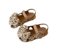Generico Sandali Floreali da Bambina con Suola Morbida e Punta per Neonata Ideali per Gioco Estivo e Primi Passi (Beige, 26 Toddler)