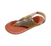 Generico Sandali infradito comodi e piatti da donna, da indossare tutti i giorni, casual e spiaggia, con design slip-on per la primavera l'estate. (Gold, 38)