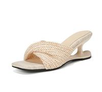 Generico Sandali Intrecciati Zeppa Estate Donna Punta Quadrata Plateau Tacco Alto Comodo Mulo Infilata Espadrillas Vacanza Spiaggia(38EU=US7.5=UK5)