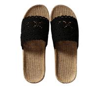 Generico Sandali Mare Donna Comodi Sandali Bianchi Donna Pantofole Estive da In Pizzo Internet per La Casa,per Pavimenti Antiscivolo,In Lino Tacco Medio Scarpe (Black,36)