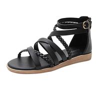 Generico Sandali Mare Donna Comodi Sandali Comodi Estivi da Donna con Cerniera Posteriore Boema Intrecciata Di Grandi Dimensioni con Plateau Scarpe Estive Eleganti (Black,39)