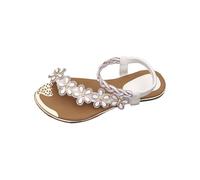Generico Sandali Mare Donna Comodi Sandali Estive Eleganti Estivi da Donna con Punta,Decorazione Floreale,con Staffa A Un Piede E Punta Traforata,Comodi E (White,37)