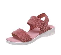 Generico Sandali Mare Donna Comodi Sandalo Donna Comodo Sandali Romani A Bocca Di Pesce Piatti Traspiranti In Maglia Tinta Unita da Plateau Intrecciati (Pink,42)