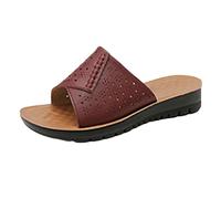 Generico Sandali Mare Donna Comodi Scarpe Estive Eleganti Thick Bottom Slope And Fashion Outside Wearing Open Toed Square Head Cold Drags Women'S Shoes Korean Ciabatte Estive Donna Comode (Red,39)