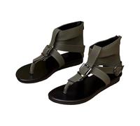 Generico Sandali Mare Donna Eleganti Sandali Donna Eleganti Romani Semplici E Leggeri da,Alti Alla Caviglia,Nuovi da Spiaggia,Semplici Neri Bassi (Green,42)