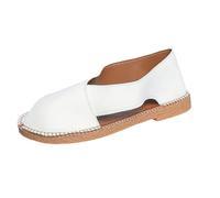 Generico Sandali Mare Donna Eleganti Sandalo Donna Comodo Sandali Romani In Morbida Pelle Fatti A Mano con Punta Chiusa E Cavi Laterali Tacco Largo Sandalo Comodo (Beige,43)