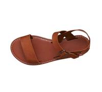 Generico Sandali Mare Donna Eleganti Scarpe Comode Donna Sandali Estivi da con Cinturini con Fibbia,Piatti da Di Grandi Dimensioni Borchie Scarpe (Brown,40)