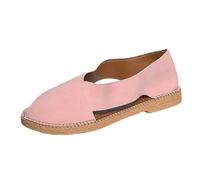 Generico Sandali Mare Donna Eleganti Scarpe Estive Donna Sandali Romani In Morbida Pelle Fatti A Mano con Punta Chiusa E Cavi Laterali Eleganti Sandalo Estivo Tacco (Pink,37)