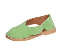 Generico Sandali Mare Donna Eleganti Scarpe Estive Donna Sandali Romani In Morbida Pelle Fatti A Mano con Punta Chiusa E Cavi Laterali Eleganti Sandalo Estivo Tacco (Green,42)