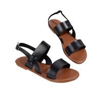 Generico Sandali Mare Donna Pianta Larga Sandali Barefoot da Donna Estivi con Fondo Piatto con Fibbia A Una Linea,Grandi Scarpe da Spiaggia,Zeppa Scarpe (Black,37)
