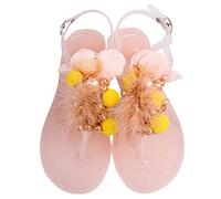 Generico Sandali Mare Donna Scarpe Donna Estive Eleganti Sandali Piatti Fatti A Mano da In Spiaggia con Infradito In Pvc con Gelatina Tacco Medio Neri Bassi (Pink,37)