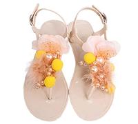 Generico Sandali Mare Donna Scarpe Donna Estive Eleganti Sandali Piatti Fatti A Mano da In Spiaggia con Infradito In Pvc con Gelatina Tacco Medio Neri Bassi (A,38)