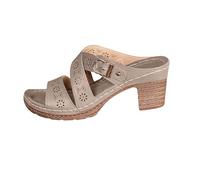 Generico Sandali Neri con Tacco Largo Scarpe Comode Donna Pantofole da Donna,Primavera Ed Estate,Nuove,Traspiranti,Leggere,con Fibbia A Una Parola,alla,Aperte,Sandali Gioiello (Khaki,42)