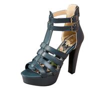 Generico Sandali Neri con Tacco Scarpe Basse Donna Eleganti Sandali Estivi da Donna,Grandi Dimensioni,Cinturini Sottili A T,Cerniera Posteriore,Tacchi Alti E da con Strass (Blue,37)