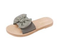 Generico Sandali Neri Donna Bassi Comodi Estive Eleganti Pantofole da Donna,Primavera Estate E Autunno,Pantofole da Esterno,con Fiocco per Uscire,Ciabatte Ortopediche (Green,36)