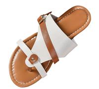 Generico Sandali Neri Donna Bassi Comodi Sandalo Comodo Sandali Infradito da Donna con Punta,Piatti con Anello per Le,Estivi da Spiaggia Ciabatte Eleganti Estive (White,39)