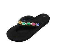 Generico Sandali Neri Donna Bassi Comodi Scarpe da Estive Infradito da Donna Infradito con Strass Di Colore Non Posizionabile Spiaggia Alla Sandali Pantofole Ortopediche (Black,37)