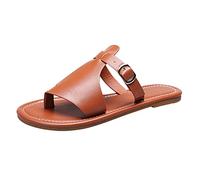 Generico Sandali Neri Donna Bassi Comodi Scarpe da Estive Infradito Per Donna Sandali Casual Della Boemia Scarpe da Spiaggia Infradito con Strass Ragazza 38 (Brown,40)