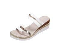 Generico Sandali Neri Donna Plateau Sandali Zeppa Estive Women's Summer Casual Comfortable Buckle Strap Thick Bottom Rome Thick Bottom Slope Heel Slippers da Camminata Donna (White,36)