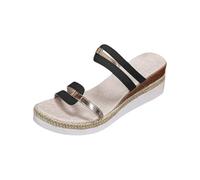Generico Sandali Neri Donna Plateau Sandali Zeppa Estive Women's Summer Casual Comfortable Buckle Strap Thick Bottom Rome Thick Bottom Slope Heel Slippers da Camminata Donna (Black,41)
