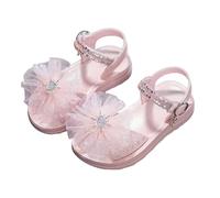 Generico Sandali per bambine con glitter scintillanti design floreale in rete e cinturini regolabili scarpe casual da festa comode per bambini piccoli (Red, 29.9 Little Child)