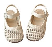 Generico Sandali per bambine e bambini estivi traspiranti in tessuto Mary Jane con design traforato comodi da indossare ogni giorno (White 3-35Years)