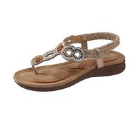 Generico Sandali Piatti da Donna da Estate Strass Fiore Bohemia Flip Flop Estivi Eleganti e Comodi da Spiaggia Spiaggia Estivi Scarpe Casual Open Toe Tacco Piatto Sandali