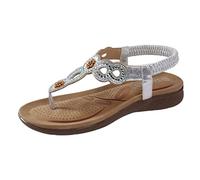 Generico Sandali Piatti da Donna da Estate Strass Fiore Bohemia Flip Flop Estivi Eleganti e Comodi da Spiaggia Spiaggia Estivi Scarpe Casual Open Toe Tacco Piatto Sandali
