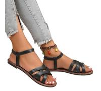 Generico Sandali Piatti Scorrevoli Da Donna - Sandal Intrecciati Casual Da Donna Scarpe Estive Eleganti E Comodi Roma Sandals Taglie Forti Antiscivolo Scarpe Spiaggia Punta Aperta Moda Pantofole