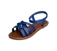 Generico Sandali Piatti Scorrevoli Da Donna - Sandal Intrecciati Casual Da Donna Scarpe Estive Eleganti E Comodi Roma Sandals Taglie Forti Antiscivolo Scarpe Spiaggia Punta Aperta Moda Pantofole