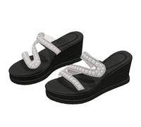 Generico Sandali Plateau Donna Comoda Ortopedici Estive Pantofole da Donna Estive con Zeppa,Alla,con Suola Spessa E Plateau,Pantofole Casual Una Sola Ortopediche (Black,35)