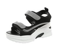 Generico Sandali Plateau Donna Comoda Scarpe Comode Estive Sandali da Donna con Tacco Largo E Pendulo,In Rete Rossa,Stile Sportivo,con Suola Spessa E Piccola,di Comodi (Black,38)