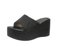 Generico Sandali Plateau Donna Ortopediche Zeppa Estive Le Donne Indossano Sandali Piatti con Tacco In Pan Di Spagna con Suola Spessa E Tacchi Spioventi Per Ciabatte da Mare Scarpe Donna (Black,38)